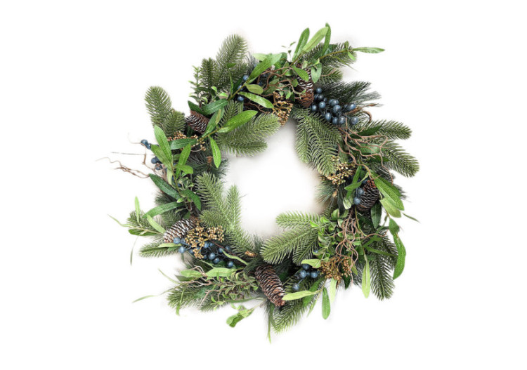 Couronne VIRIDIS - 50 cm, décoration festive avec pommes de pin - HTQB1237-SW - Mondex