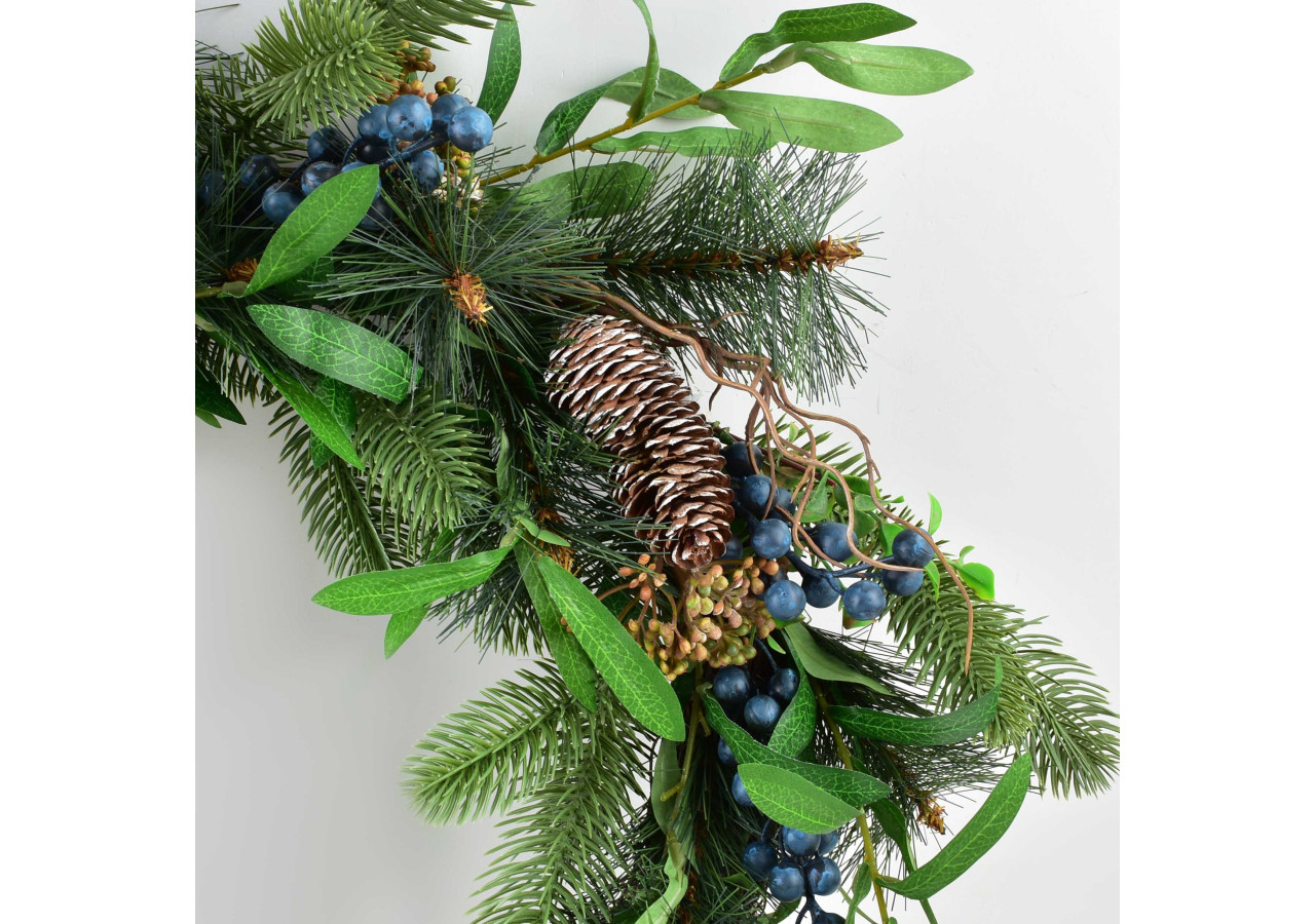 Couronne VIRIDIS - 50 cm, décoration festive avec pommes de pin - HTQB1237-SW - Mondex