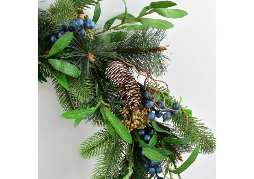 Couronne VIRIDIS - 50 cm, décoration festive avec pommes de pin - HTQB1237-SW - Mondex