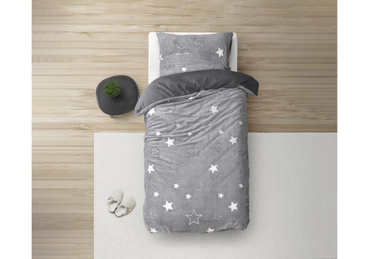 Housse de couette étoiles phosphorescentes Grise 135 x 200 - 17015866 - Sleeptime