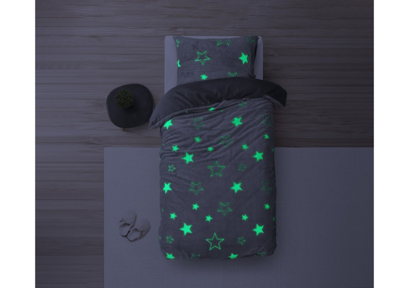 Housse de couette étoiles phosphorescentes Grise 135 x 200 - 17015866 - Sleeptime