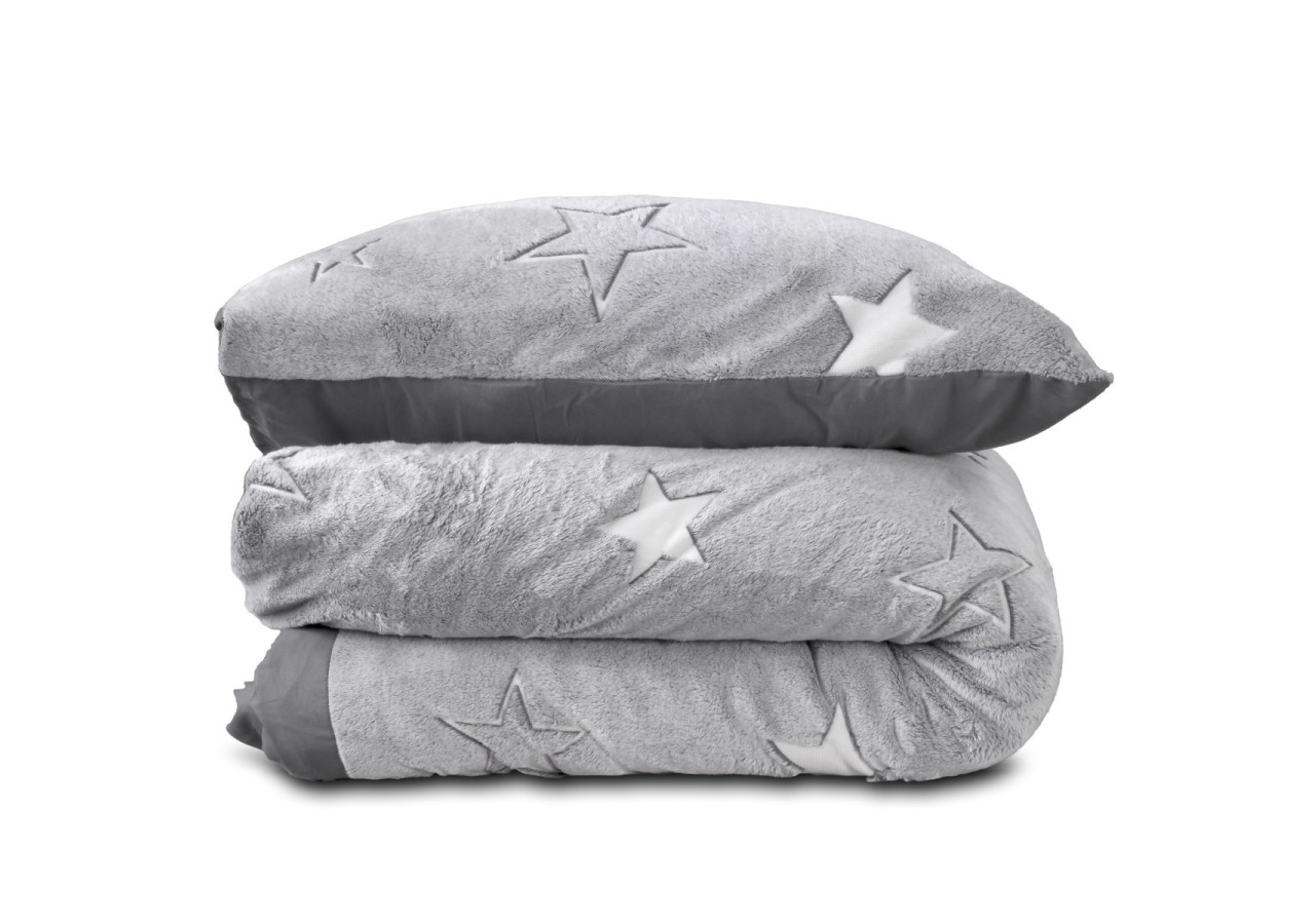 Housse de couette étoiles phosphorescentes Grise 135 x 200 - 17015866 - Sleeptime