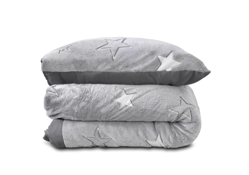 Housse de couette étoiles phosphorescentes Grise 135 x 200 - 17015866 - Sleeptime