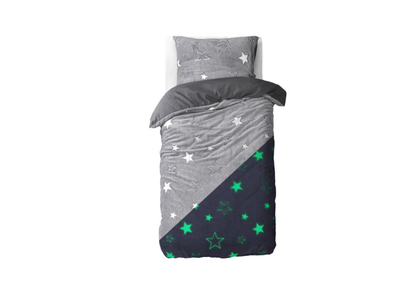 Housse de couette étoiles phosphorescentes Grise 135 x 200 - 17015866 - Sleeptime