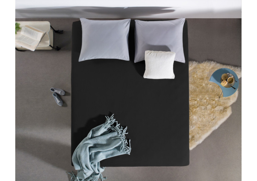 Housse de Matelas Jersey Noir - 120/140 x 200/220 cm - 14016612 - Dreamhouse