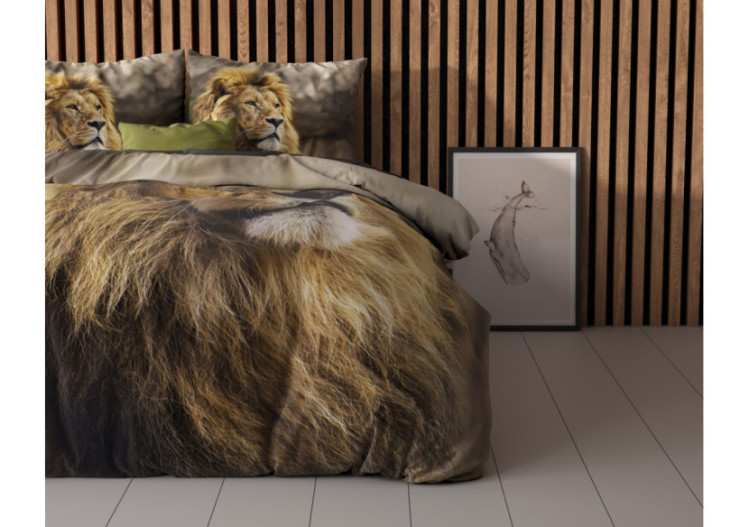 Housse de couette Lion Mind Taupe - 135 x 200/220 cm en coton - 14023677 - Sleeptime