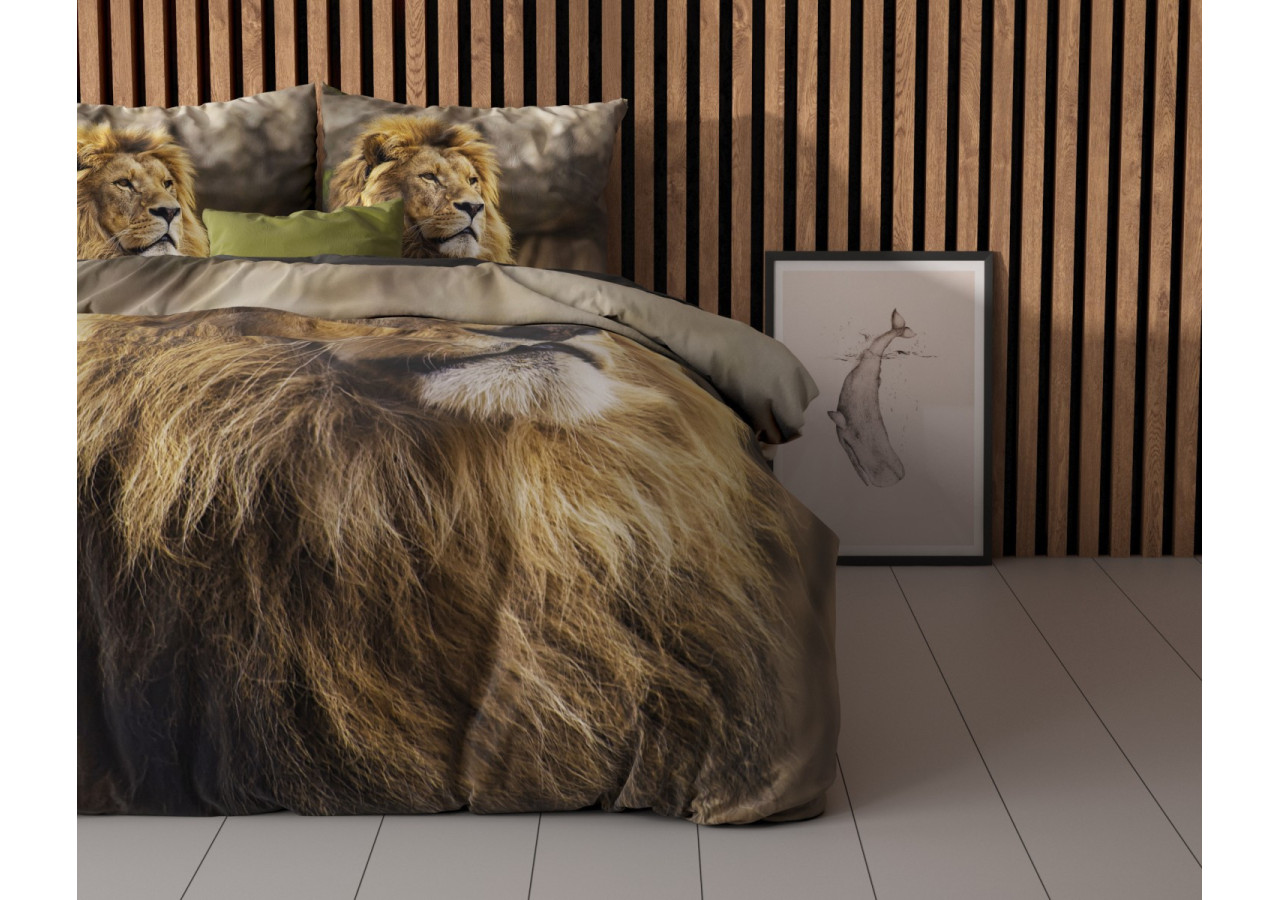 Housse de couette Lion Mind Taupe - 135 x 200/220 cm en coton - 14023677 - Sleeptime
