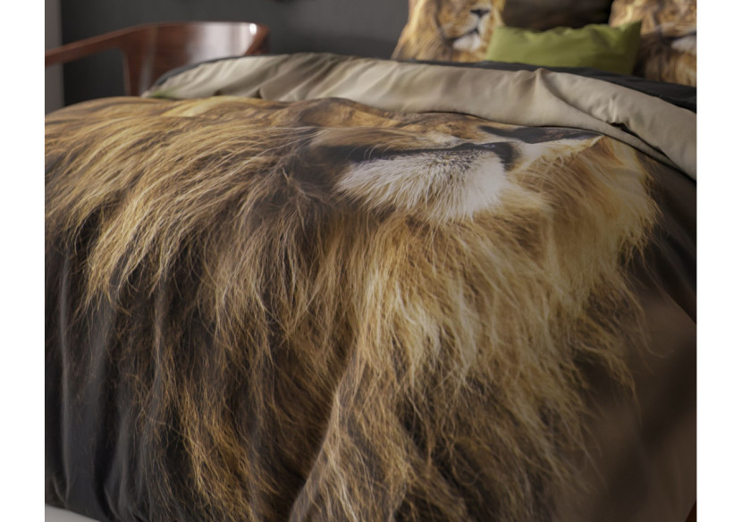 Housse de couette Lion Mind Taupe - 135 x 200/220 cm en coton - 14023677 - Sleeptime