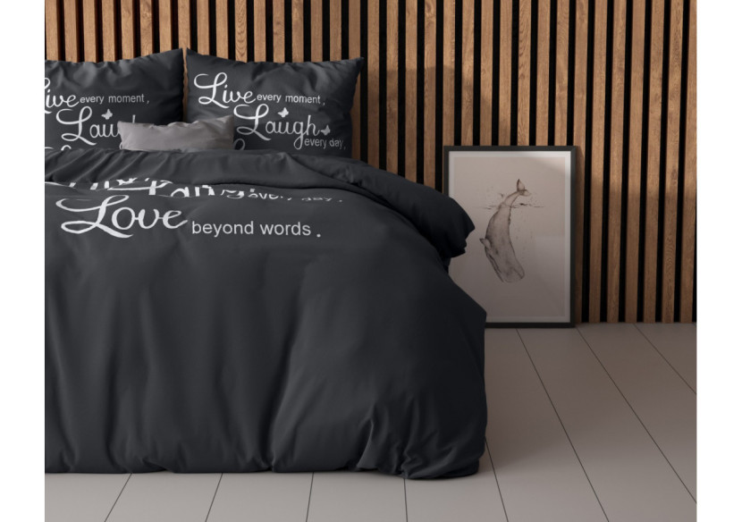 Housse de couette Live, Laugh and Love - Antracite 240 x 220 cm en microfibre - 15029913 - Sleeptime