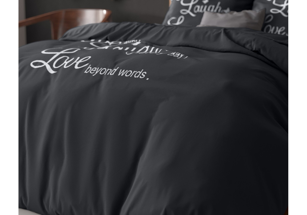 Housse de couette Live, Laugh and Love - Antracite 140 x 220 cm en microfibre - 15029911 - Sleeptime