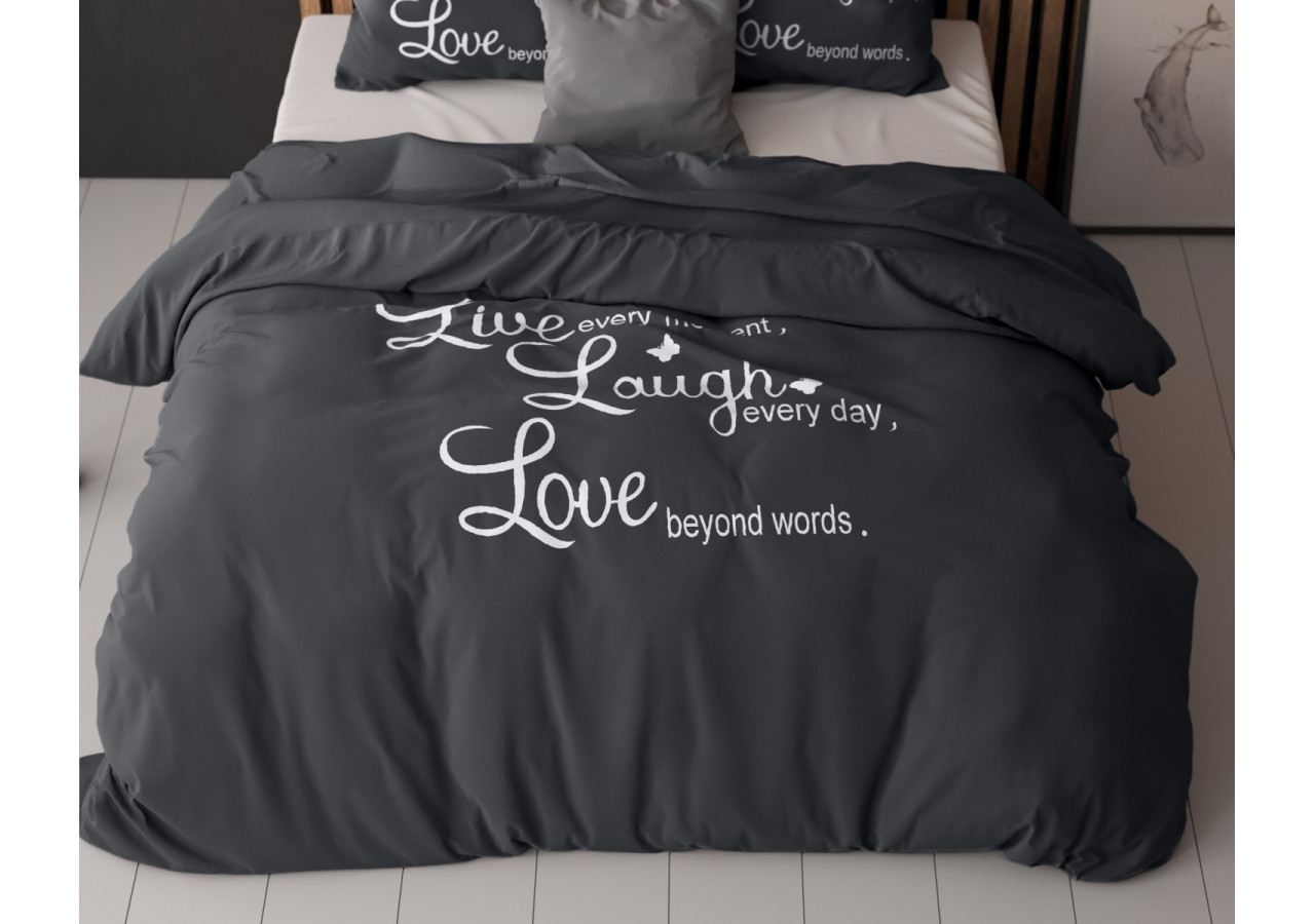 Housse de couette Live, Laugh and Love - Antracite 200 x 220 cm en microfibre - 15029912 - Sleeptime