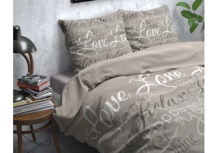 Housse de Couette FL Love and Relax Taupe - 200 x 220 cm - 15022259 - Sleeptime 2