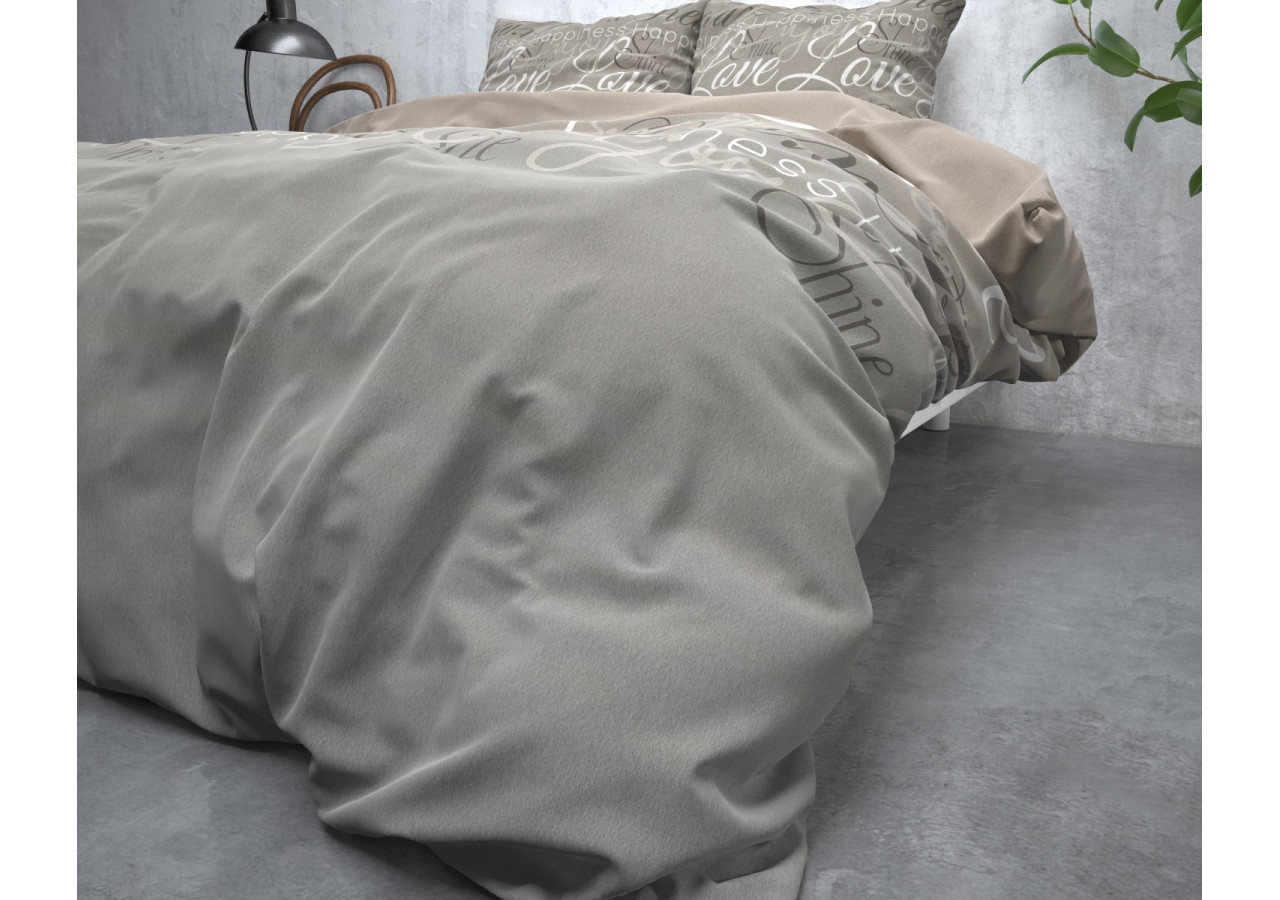 Housse de Couette FL Love and Relax Taupe - 200 x 220 cm - 15022259 - Sleeptime