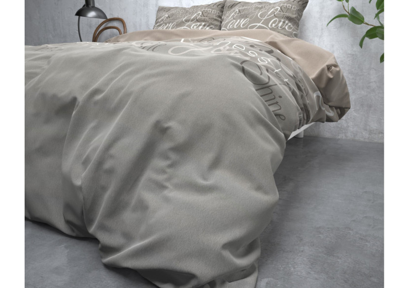 Housse de Couette FL Love and Relax Taupe - 200 x 220 cm - 15022259 - Sleeptime