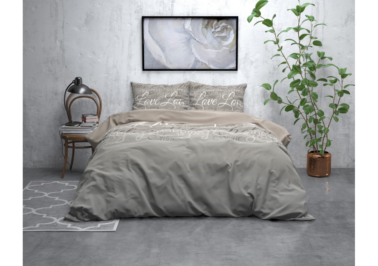 Housse de Couette FL Love and Relax Taupe - 200 x 220 cm - 15022259 - Sleeptime