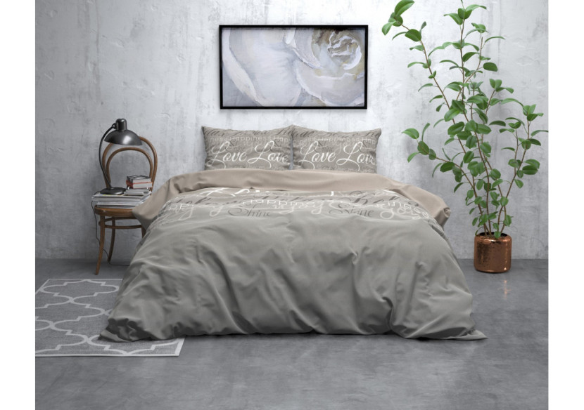 Housse de Couette FL Love and Relax Taupe - 200 x 220 cm - 15022259 - Sleeptime