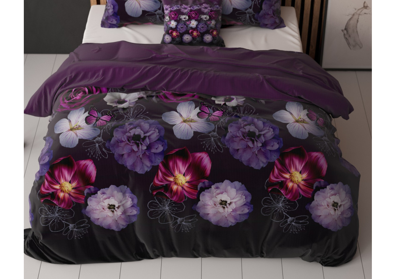 Housse de Couette Magic Flower Paars - 140 x 220 cm en Coton Mélangé - 17016121 - Sleeptime