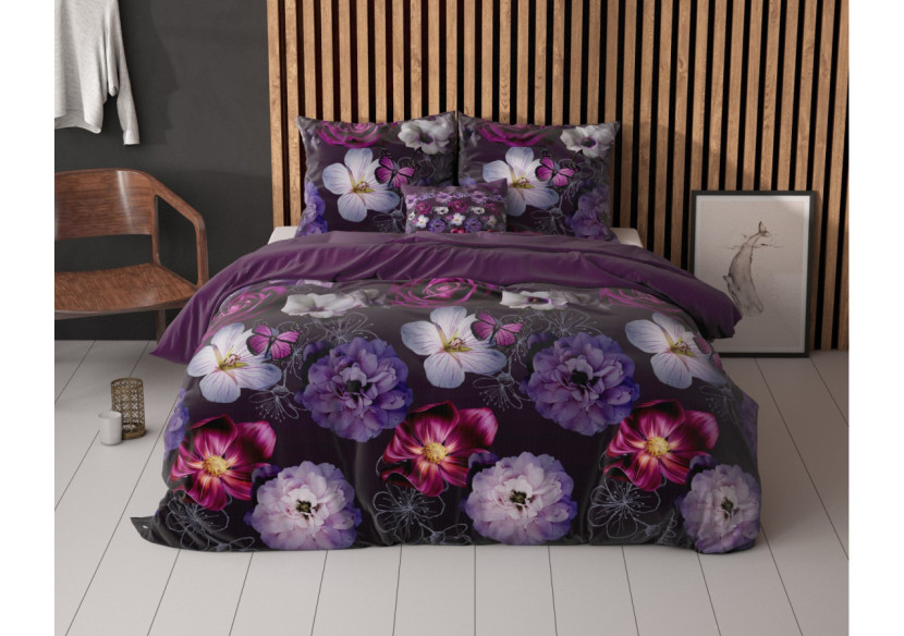 Housse de Couette Magic Flower - Imprimé Fleurs Noires 200 x 220 cm - 17016122 - Sleeptime