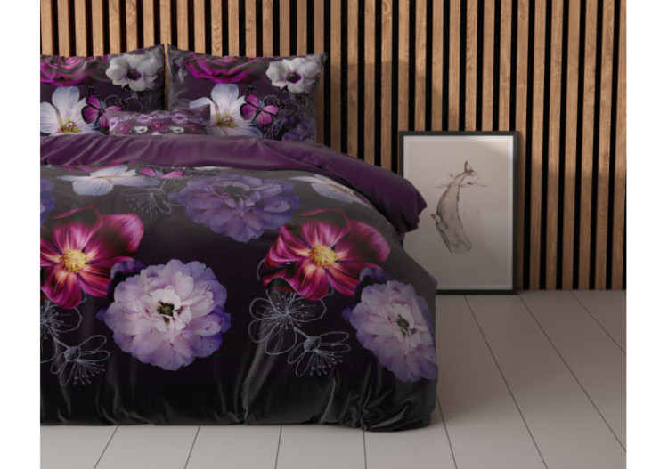 Housse de Couette Magic Flower - Imprimé Fleurs Noires 200 x 220 cm - 17016122 - Sleeptime 2