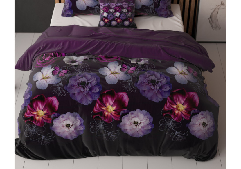 Housse de Couette Magic Flower - Imprimé Fleurs Noires 200 x 220 cm - 17016122 - Sleeptime