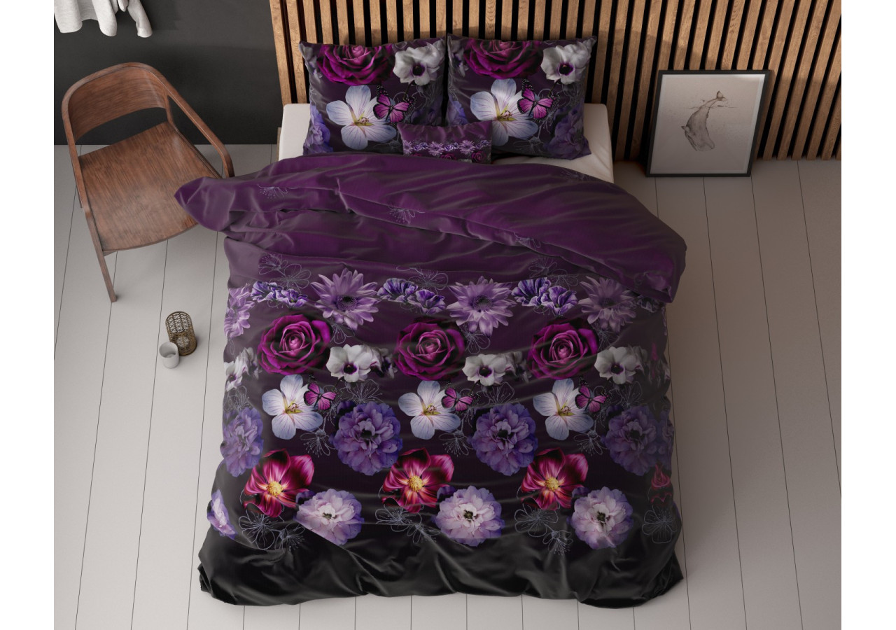 Housse de Couette Magic Flower - Imprimé Fleurs Noires 200 x 220 cm - 17016122 - Sleeptime