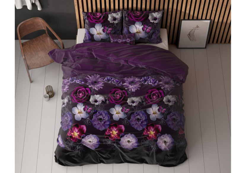 Housse de Couette Magic Flower - Imprimé Fleurs Noires 200 x 220 cm - 17016122 - Sleeptime