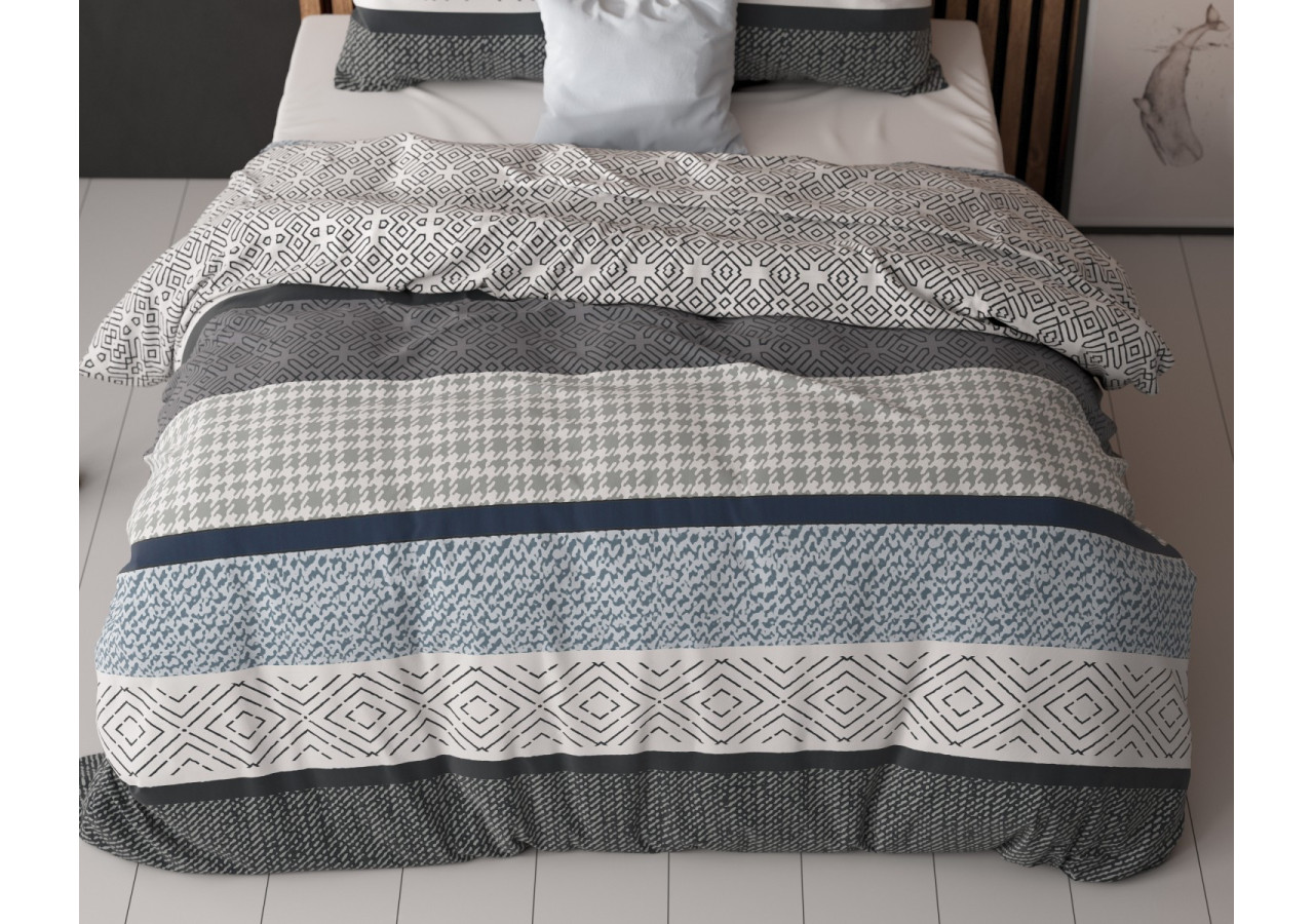 Housse de Couette Maurice - Coton bleu 200x220 cm - 15022843 - Sleeptime