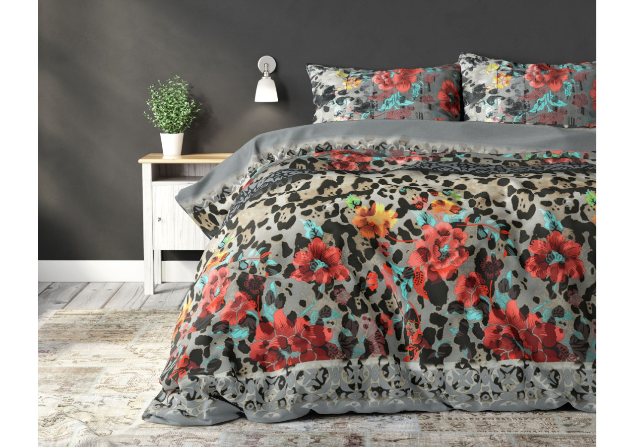 Linge de lit Panther Lacy Antraciet - 200 x 220 cm en coton doux et résistant - 15021755 - Sleeptime