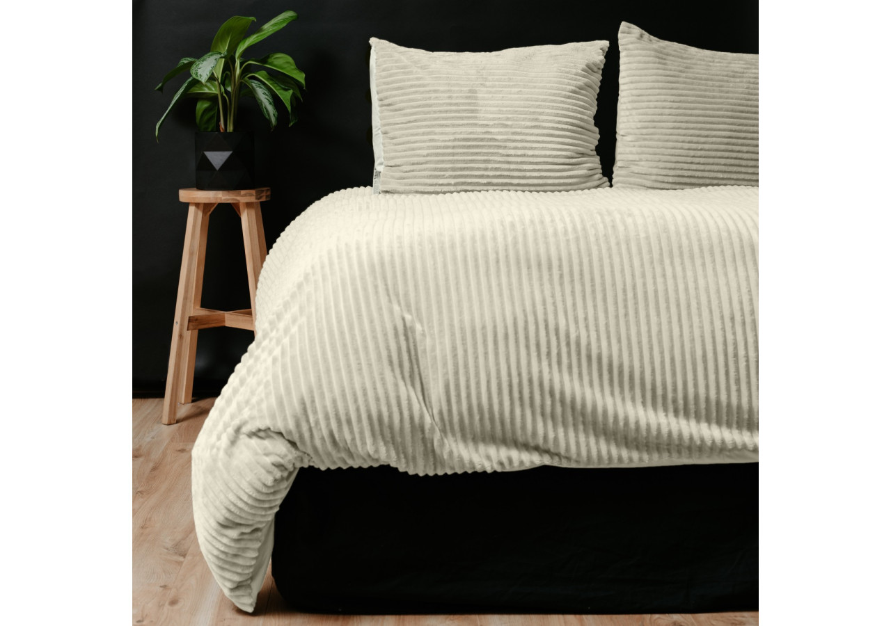 Housse de Couette Rib Teddy Crème - 140 x 220 cm - 17017010 - Sleeptime
