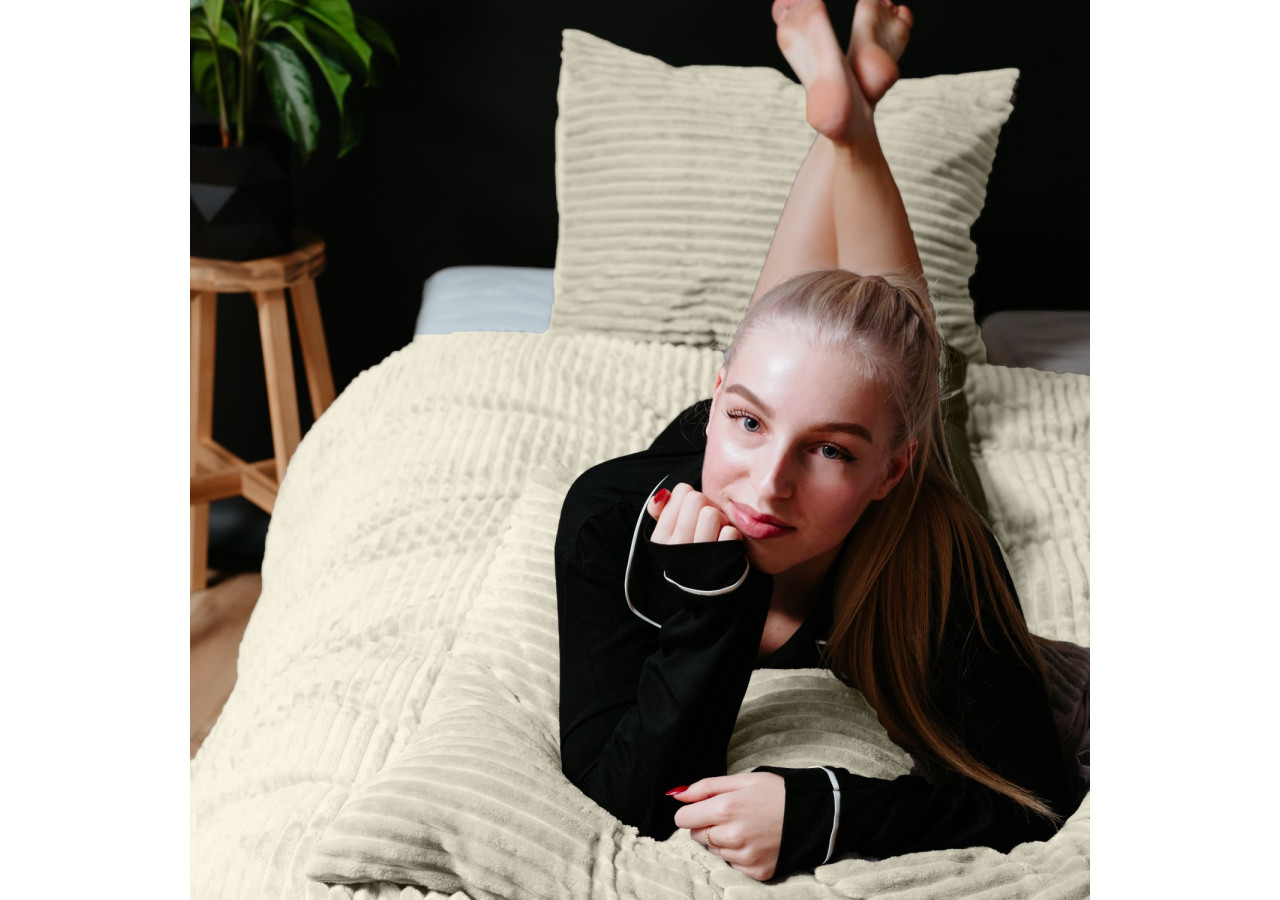 Housse de Couette Rib Teddy Crème - 140 x 220 cm - 17017010 - Sleeptime