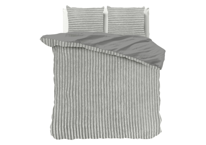 Housse de Couette Teddy Grise - 200 x 200/220 cm en Polyester - 17017017 - Sleeptime