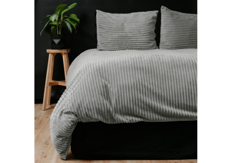 Housse de Couette Teddy Grise - 140 x 200/220 cm en Polyester - 17017016 - Sleeptime