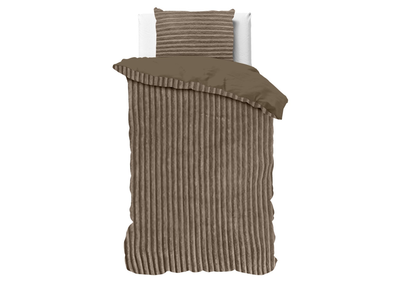 Housse de Couette Rib Teddy Taupe - 140 x 200/220 cm, Douceur et Confort Ultime - 17017004 - Sleeptime