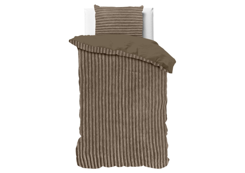 Housse de Couette Rib Teddy Taupe - 140 x 200/220 cm, Douceur et Confort Ultime - 17017004 - Sleeptime