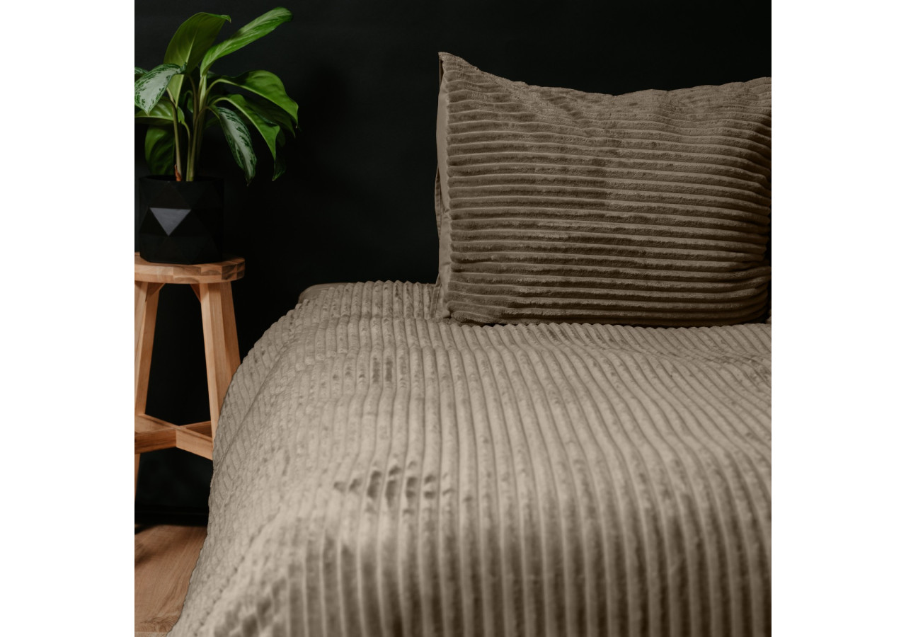 Housse de Couette Rib Teddy Taupe - 200 x 200/220 cm, Douceur et Confort Ultime - 17017005 - Sleeptime