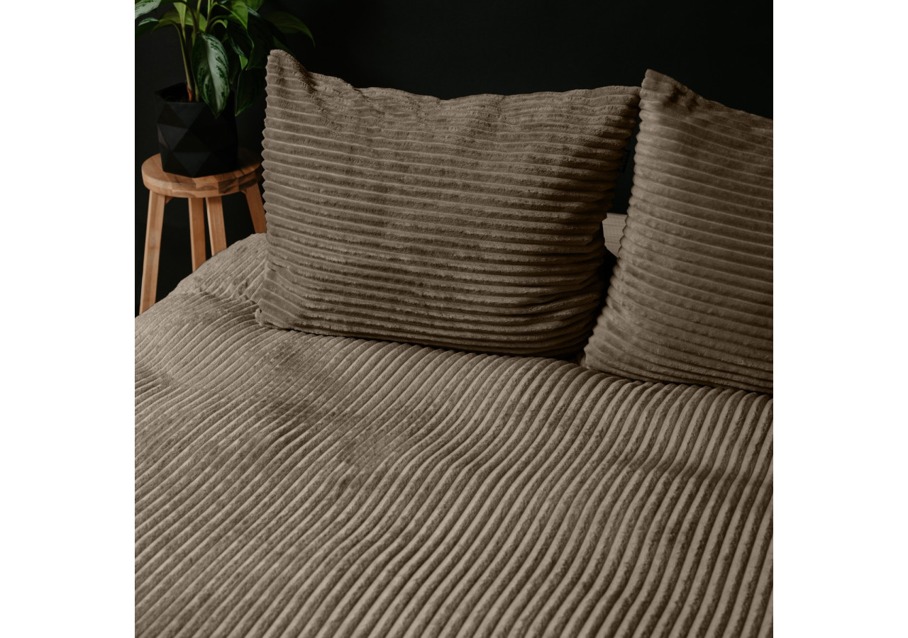 Housse de Couette Rib Teddy Taupe - 240 x 200/220 cm, Douceur et Confort Ultime - 17017006 - Sleeptime