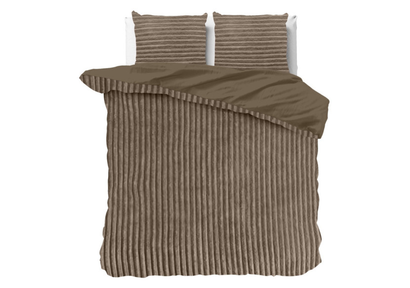 Housse de Couette Rib Teddy Taupe - 240 x 200/220 cm, Douceur et Confort Ultime - 17017006 - Sleeptime