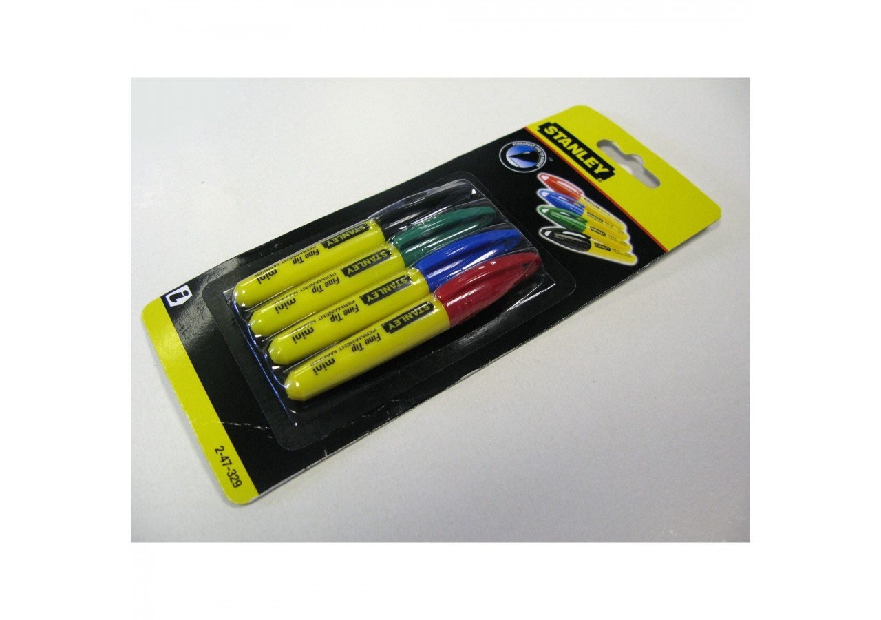 MARQUEUR MINI POINTE FINE - 4 COULEURS - CARTE 4PCS - 2-47-329 - Stanley