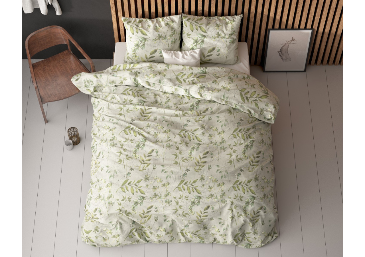 Housse de Couette Sorana Verte 140 x 220 - Élégance Botanique - 17017090 - Sleeptime