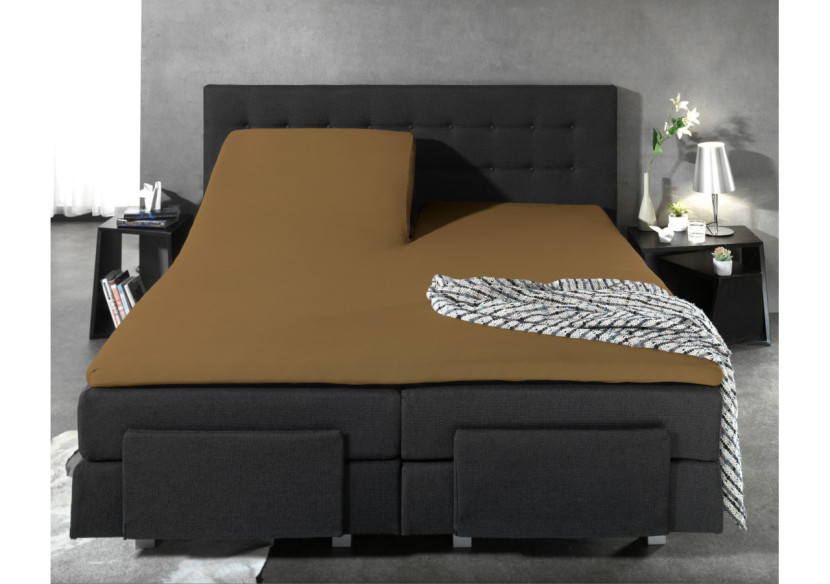 Housse de Matelas Splittopper - 100% Percal Coton Taupe 180 x 210 cm - 12010411 - Dreamhouse