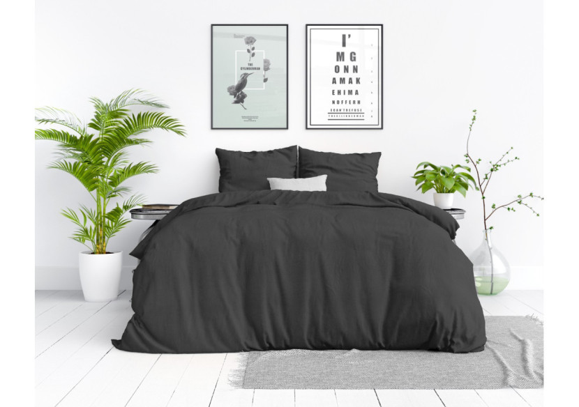 Housse de Couette Anthracite - 135 x 200 cm en Coton 100% - 17014923 - Dreamhouse