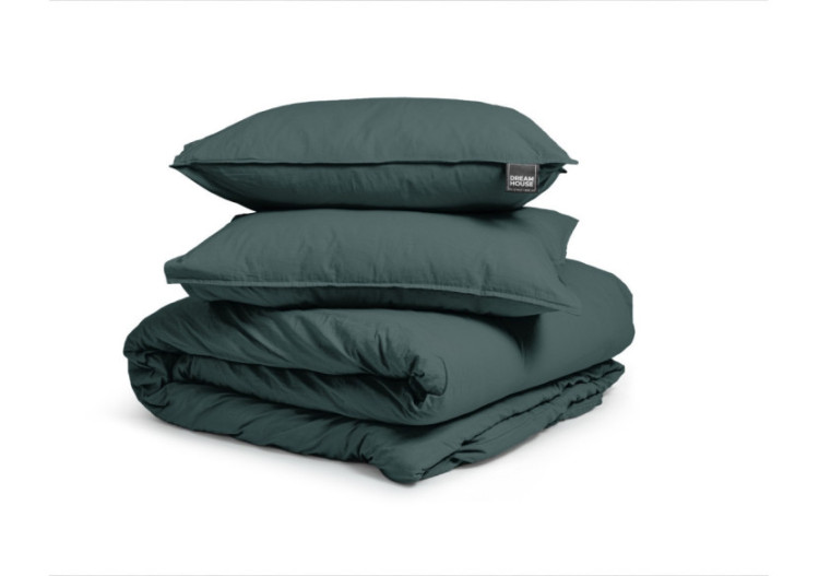 Housse de Couette Stone Washed Vert Foncé - 135 x 200 cm en Coton 100% - 17014930 - Dreamhouse 2
