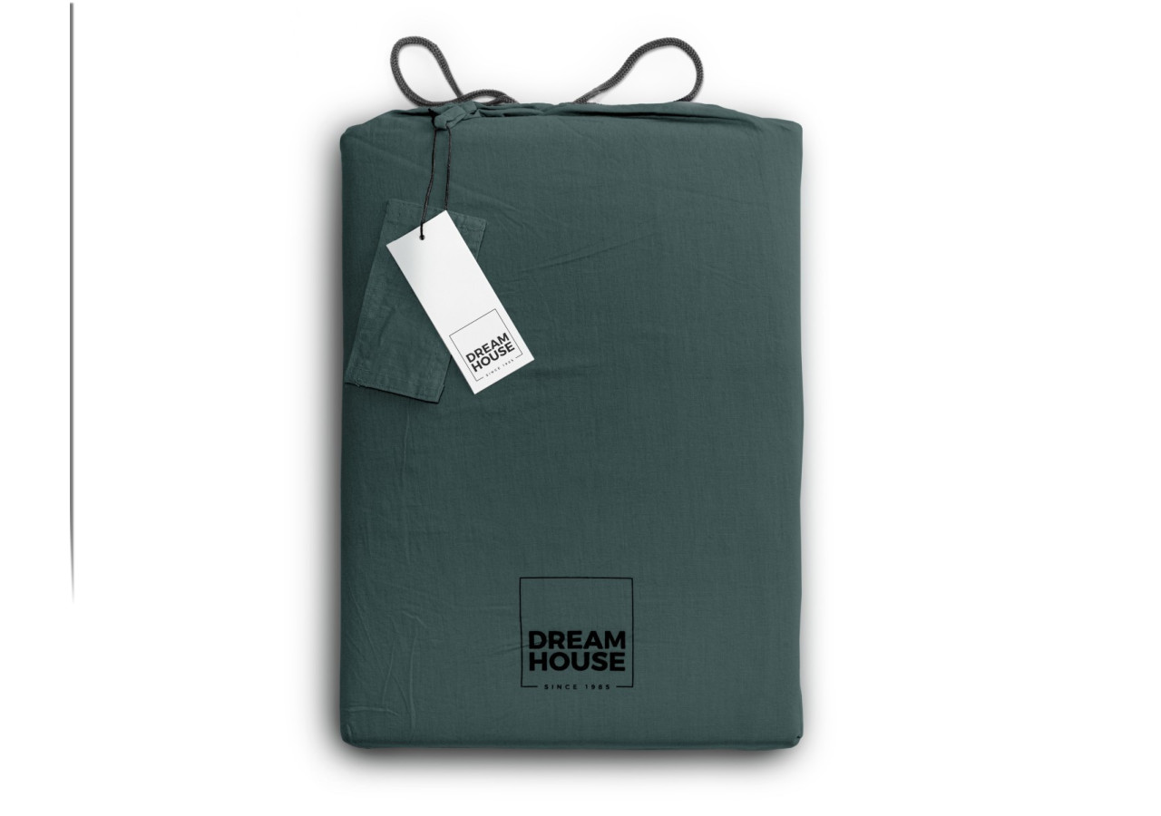 Housse de Couette Stone Washed Vert Foncé - 135 x 200 cm en Coton 100% - 17014930 - Dreamhouse