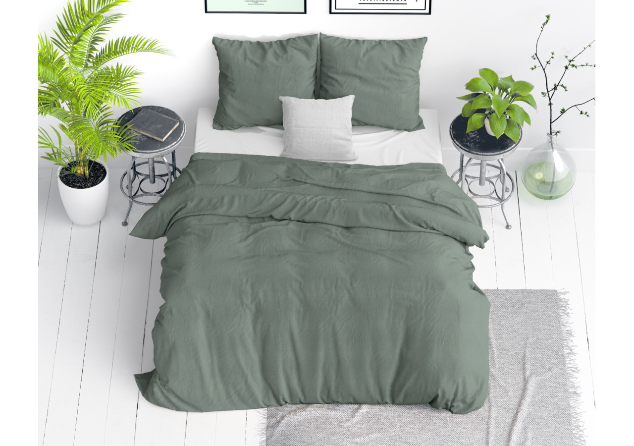 Housse de couette Stone Washed Verte - 135 x 200 cm en coton - 17014925 - Dreamhouse