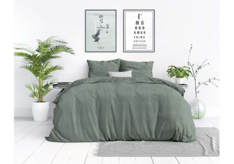 Housse de couette Stone Washed Verte - 135 x 200 cm en coton - 17014925 - Dreamhouse 2