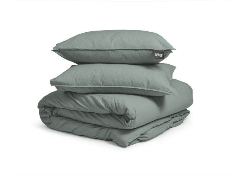 Housse de couette Stone Washed Verte - 135 x 200 cm en coton - 17014925 - Dreamhouse