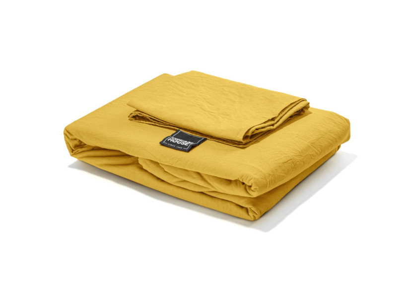 Housse de couette Stone Washed Moutarde - 140 x 220 cm en coton doux - 15020915 - Dreamhouse