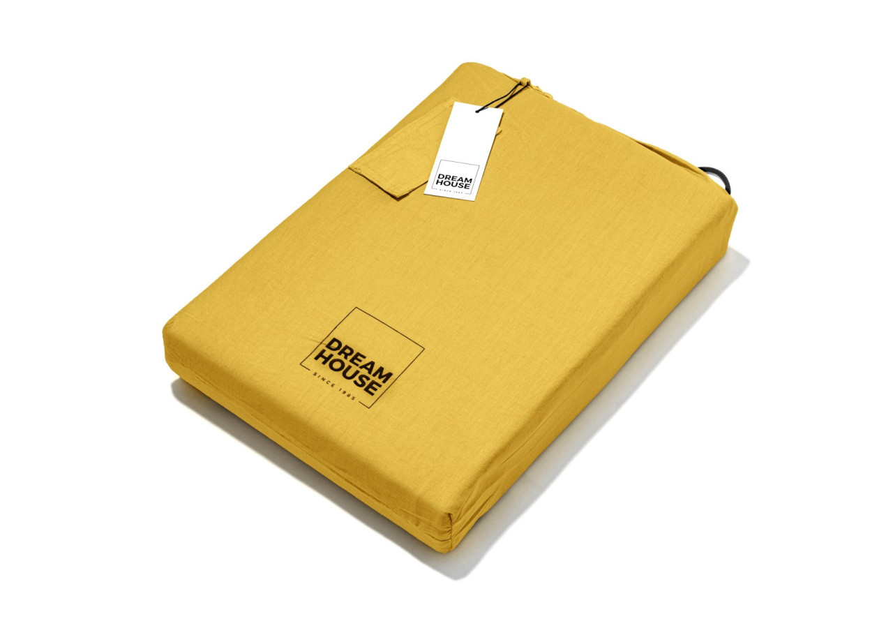 Housse de couette Stone Washed Moutarde - 135 x 200 cm en coton doux - 17014926 - Dreamhouse