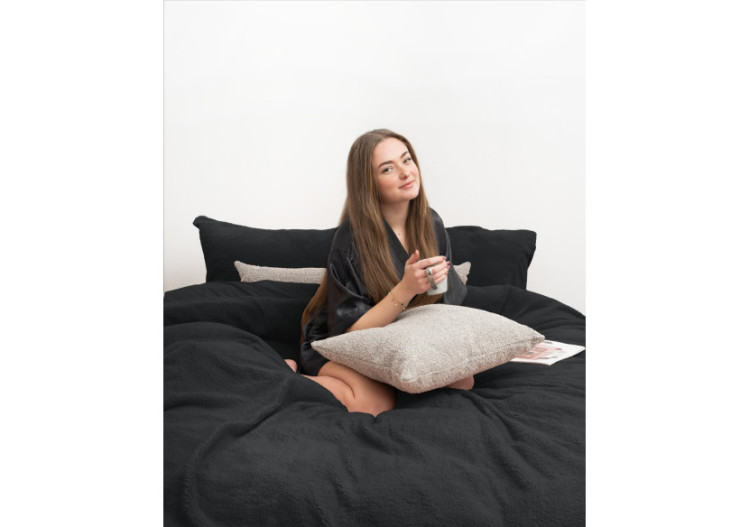 Housse de Couette Teddy Antracite - 140 x 220 cm en Teddystof Douillet - 17015572 - Sleeptime