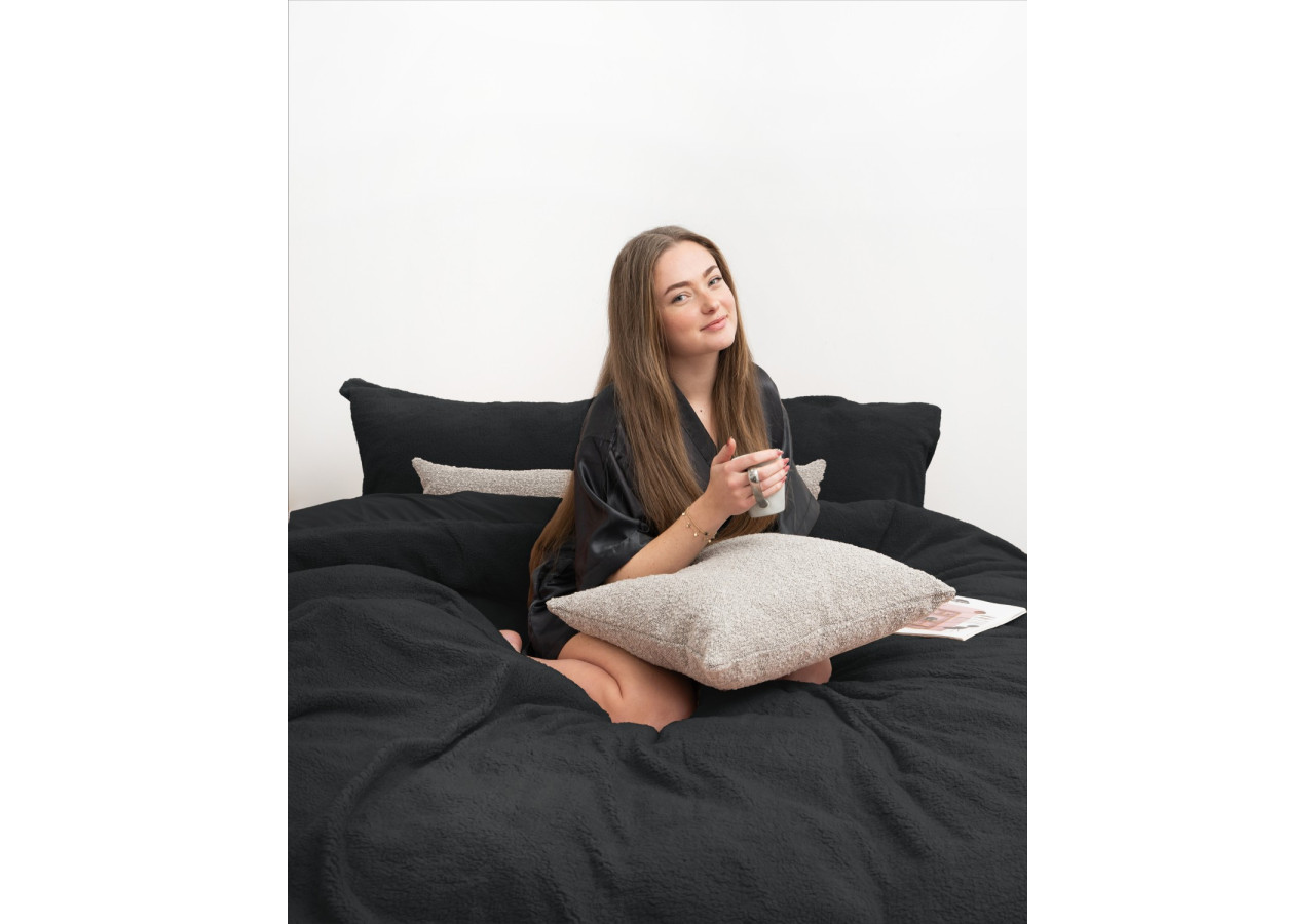Housse de Couette Teddy Antracite - 140 x 220 cm en Teddystof Douillet - 17015572 - Sleeptime